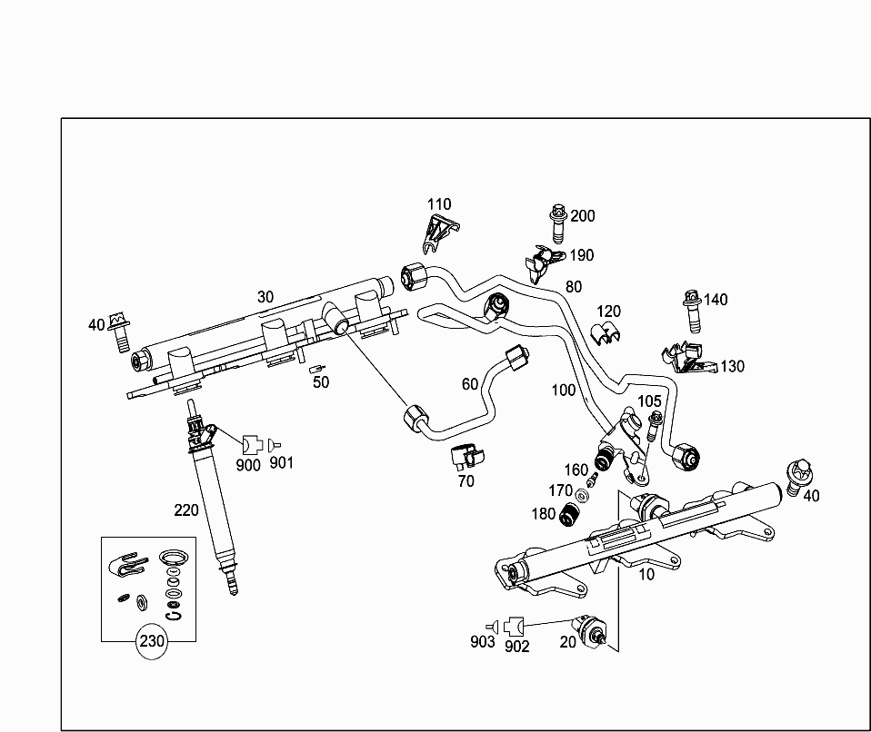 A2760704195 2760700400 MERCEDES BENZ ENGINE RIGHT & Left FUEL INJECTORS RAILS