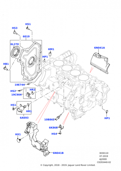 LR115700 JDE39983 NEW Front cylinder block cover Range Rover Sport L494