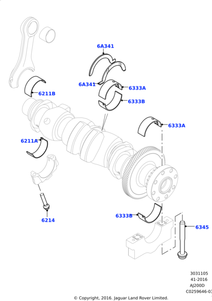 LR111072 LAND ROVER RANGE ROVER AJ200 ENGINE 204DTA MAIN CRANKSHAFT BEARINGS SET