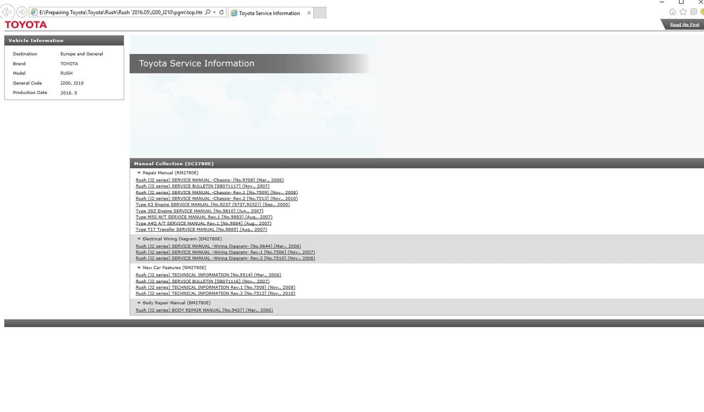 Toyota Rush Workshop Service Manual Electrical Wiring Diagram