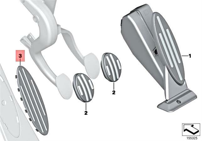 51477149471 BMW MINI R55 R56 R57 Stainless Steel Inlay Foot Rest Genuine