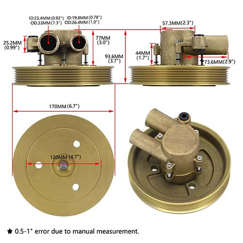 21212799 3812519 Raw Sea Impeller Water Pump with Serpentine Pulley For Volvo Penta