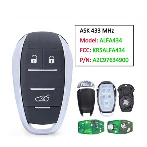 6EP44LXHAA 6WN70LXHAA KR5ALFA434 2017-2020 Alfa Romeo Giulia Stelvio 5 Button Smart Key