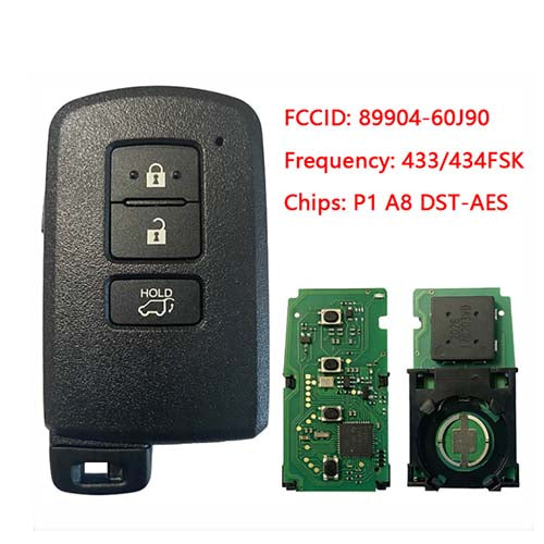 89904-60J90 8990460J90 Toyota Land Cruiser 3 Button Smart Key BH1EW P1 A8 DST-AES Chip 433MHz Keyless Go