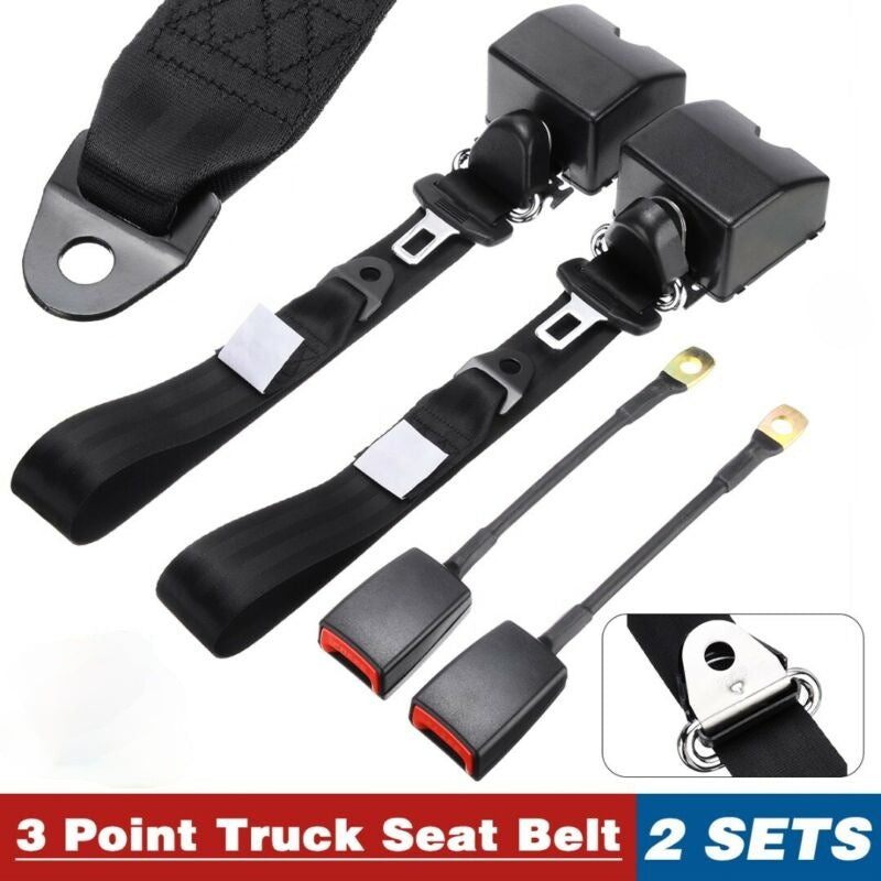 2Sets Universal Auto Car Seat Belt 3 Point Automatic Belt Safety ELR Belt Car Seat Belt Clip Extender Seatbelt