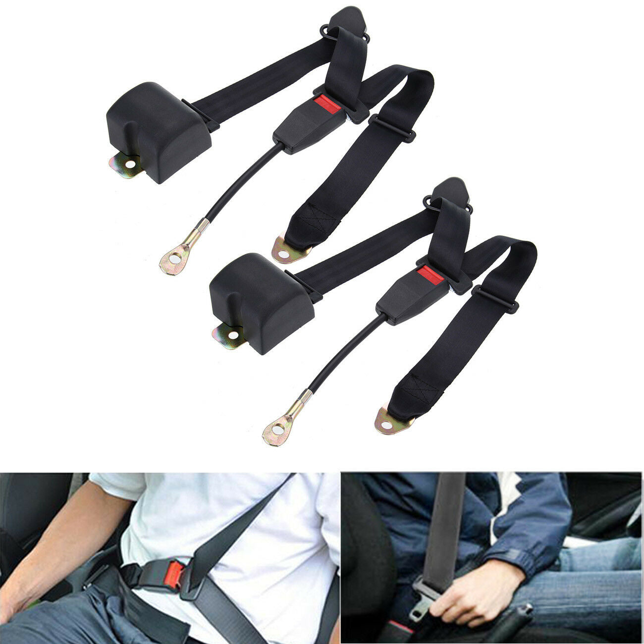 2Sets Universal Auto Car Seat Belt 3 Point Automatic Belt Safety ELR Belt Car Seat Belt Clip Extender Seatbelt