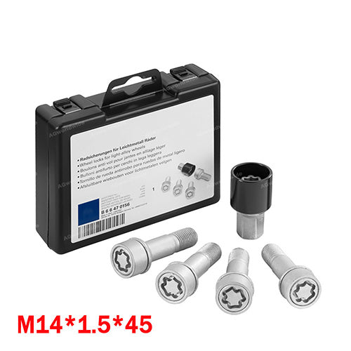 B66470156 M14x1.5x45 Wheel Bolt Locks Silver For Mercedes-Benz GLE GLE ML GLR S-Class Locking Wheel Bolt Set