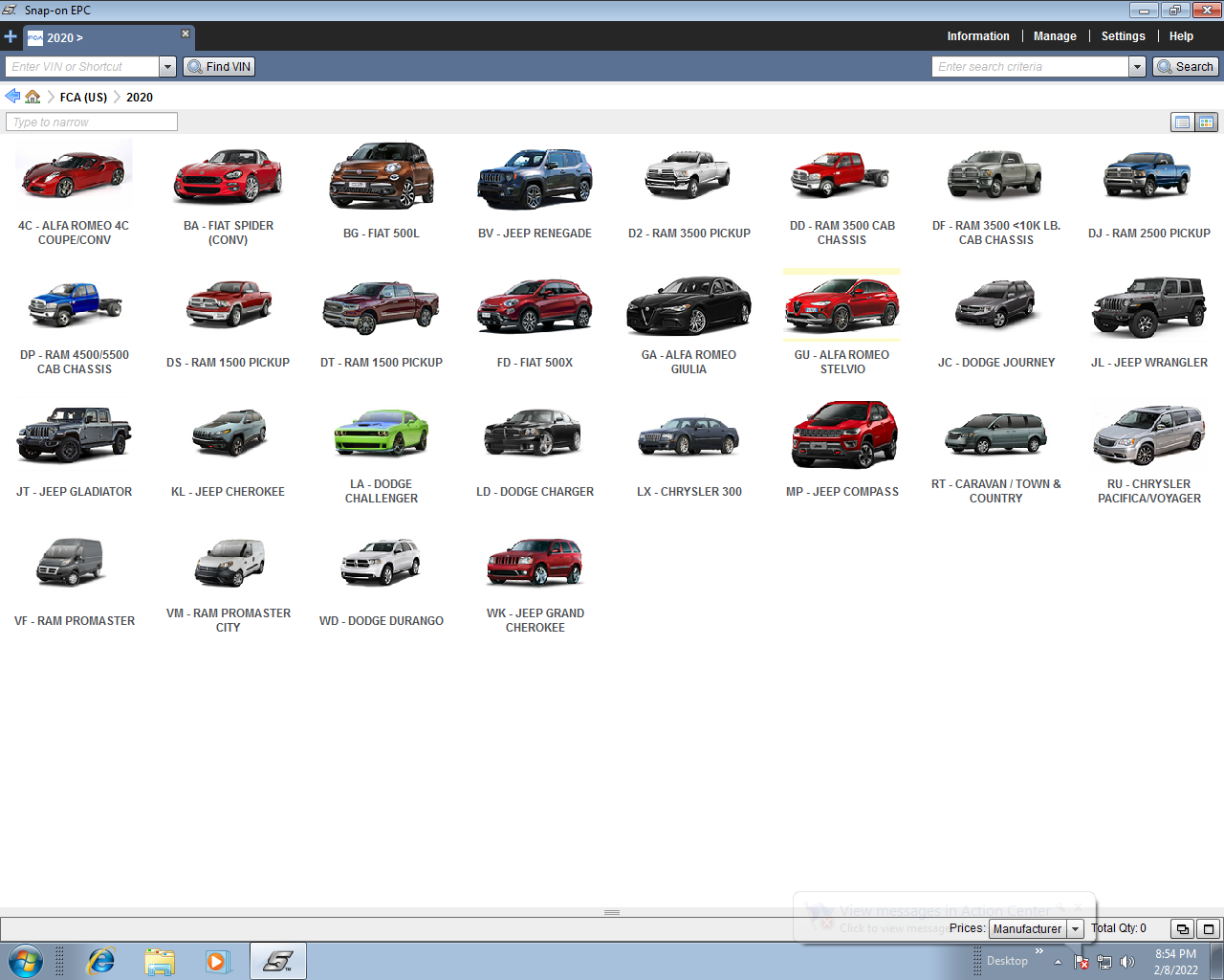 Chrysler Snap On EPC5 Parts catalog FCA 2022
