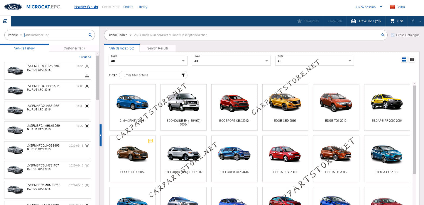 Ford Microcat Asia Pacific & Africa 2022 Parts Catalog and online epc