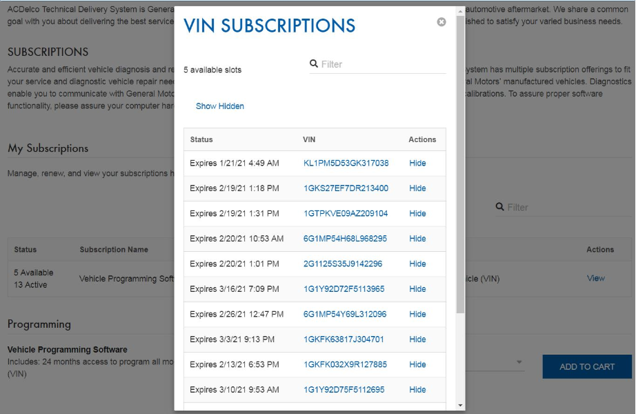 GM Online Subscription for One Year Work with GM MDI Tech2 VCMII Diagnostic Software