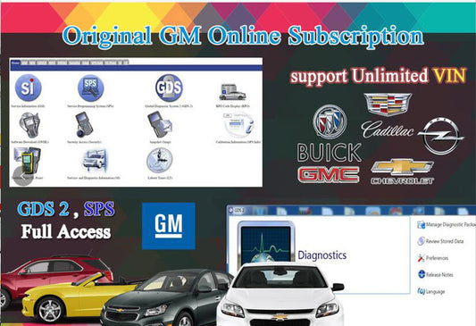 GM Online Subscription for One Year Work with GM MDI Tech2 VCMII Diagnostic Software