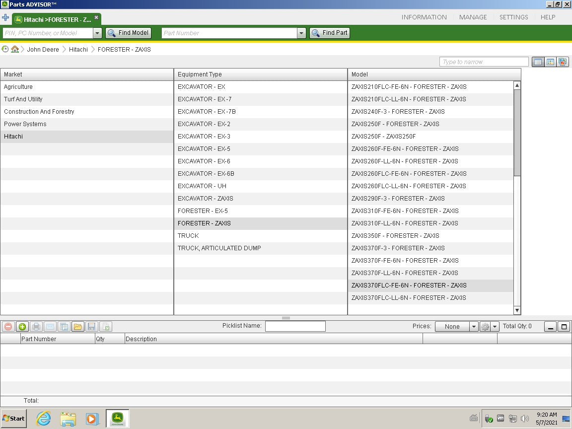 John Deere Hitachi Parts ADVISOR 2021-2022 Parts Catalog expiration Date 2222-02