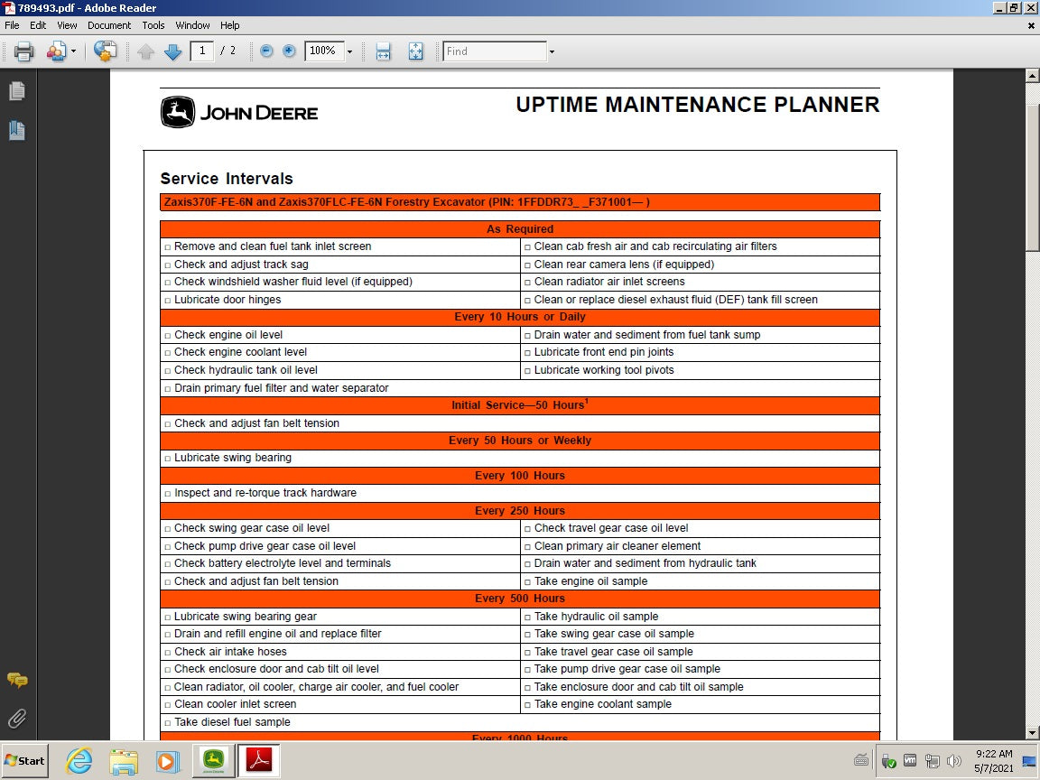 John Deere Hitachi Parts ADVISOR 2021-2022 Parts Catalog expiration Date 2222-02