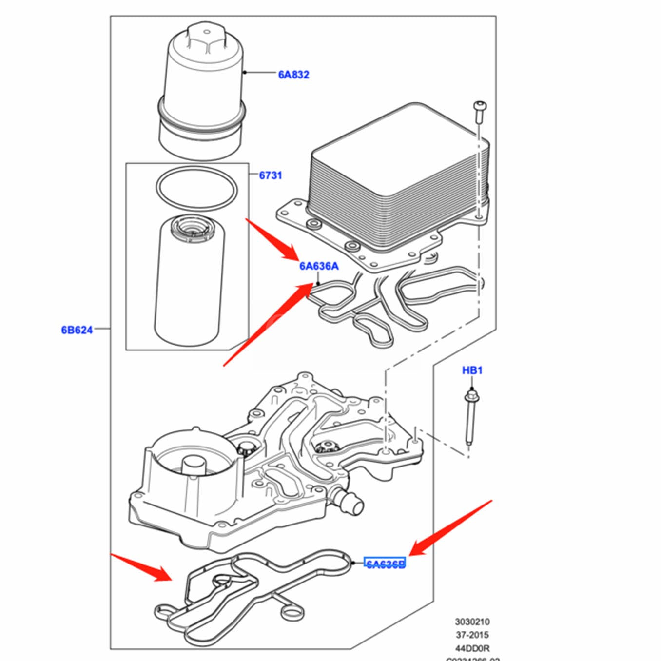 LR022895 LR113004 LR113003 LR077242 LR022903 RANGE ROVER 4.4 TDV8 OIL COOLER TDV8 ENGINE OIL COOLER Gasket Land Rover