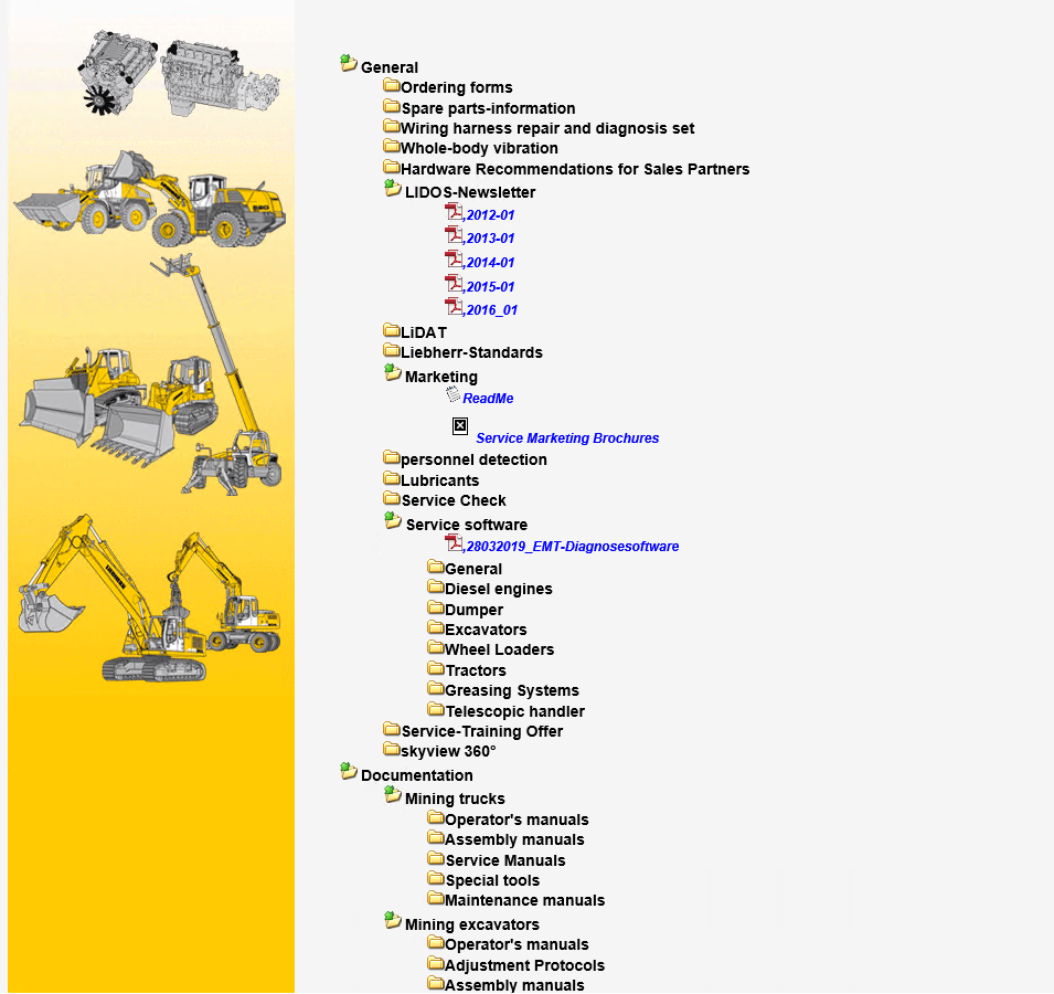 Liebherr Lidos Parts Service Manuals for Mining Trucks Excavators 2021