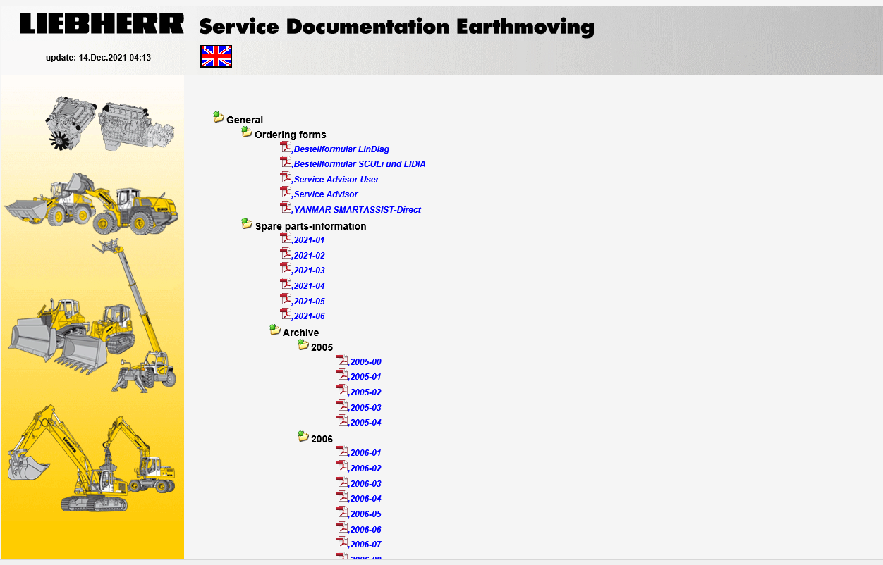Liebherr Lidos Parts Service Manuals for Mining Trucks Excavators 2021