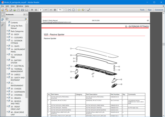 Tesla Model 3, Model S, Model X 2020 PDF Parts Catalog