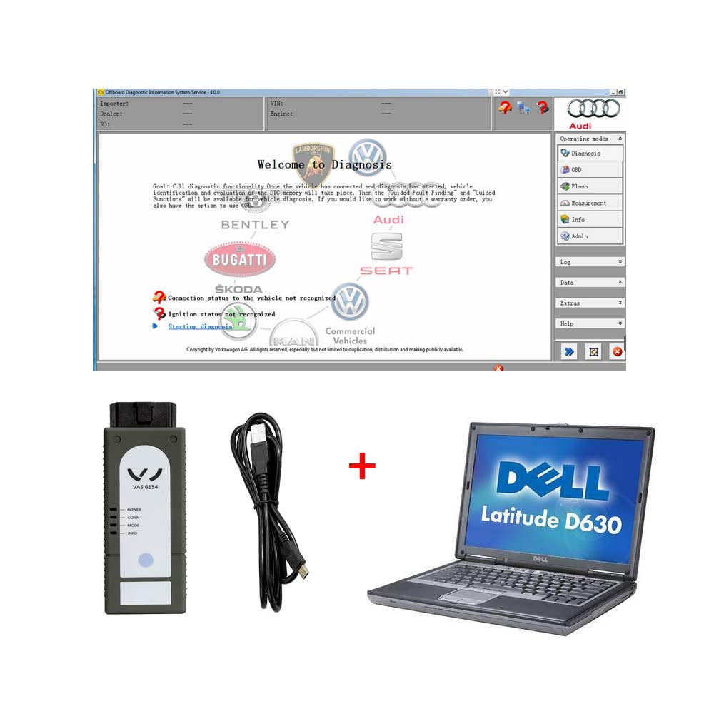 VAS 6154 VAG Diagnostic Tool ODIS V8 Latest Version Replace VAS 5054 with Dell D630 Laptop