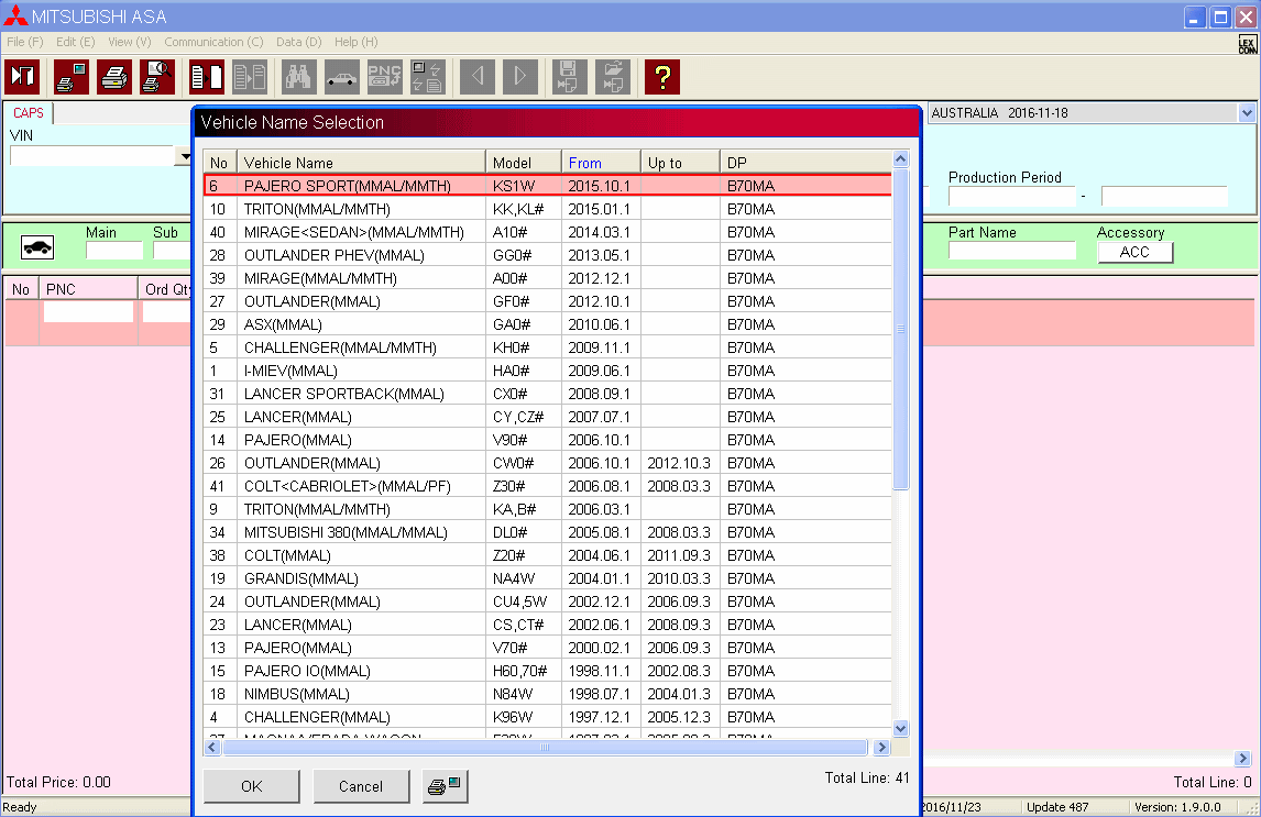 Mitsubishi MMC ASA All Regions 2024 Parts Catalog EPC