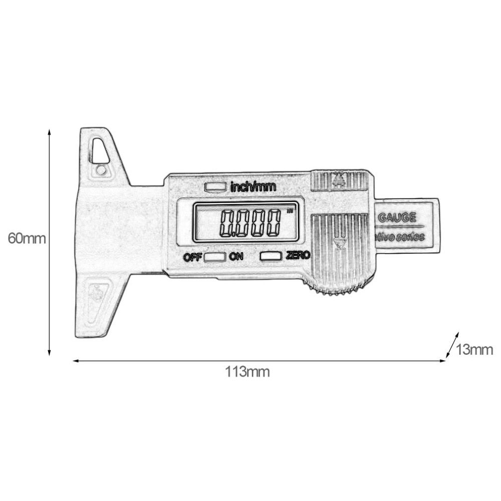 Digital Car Tire Tread Depth Tester 0-25mm Tyre Tread Depth Gauge Meter Measurer Tool Caliper LCD Display Tire Measurement