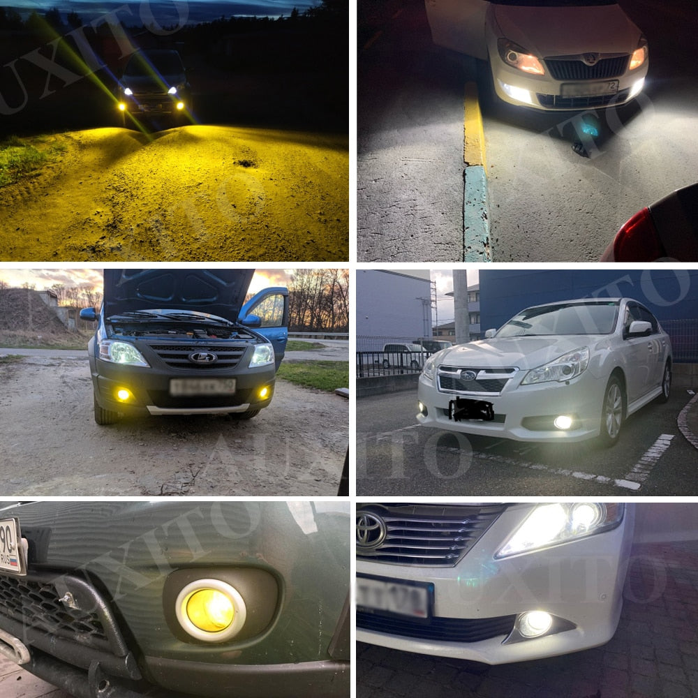 2Pcs Canbus H11 H8 LED Yellow White H10 Led Fog Lights H16JP LED Bulb Car Driving Lamp for BMW Toyota Skoda Ford Lada
