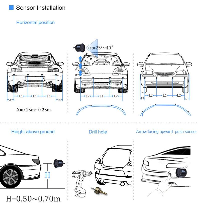Eunavi 1set Auto Parktronic Led Parking Sensor Kit 4 6 8 Sensors For All Cars Reverse Assistance Backup Radar Monitor System