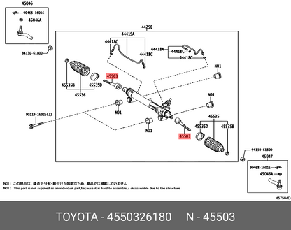 45503-26180  Steering Rack End For Toyota Hiace 4550326180