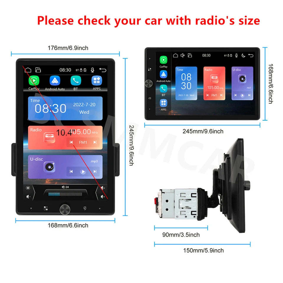 10.4in 1Din Car Radio Stereo Bluetooth FM Mirror Link For Android/IOS Carplay