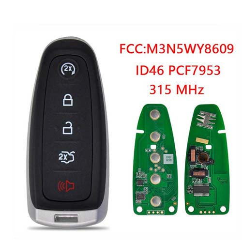 M3N5WY8609 164-R8092  164-R7995, 164-R8092, 164-R8094 5921288, 5923790 Smart Remote for Lincoln Ford 5 Button 46 Chip