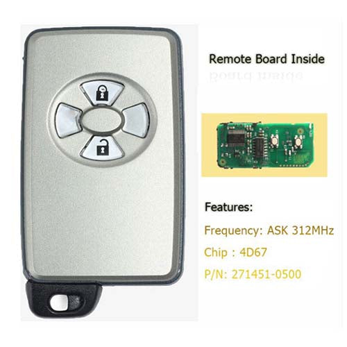 271451-0500 Smart Key 2 Button Fob ASK 312MHz for Toyota RAV4 Allion Premio Auris