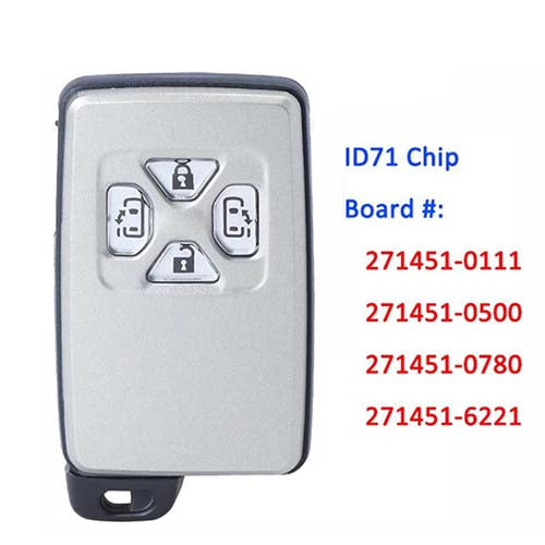 Smart Remote Car Key With 4 Buttons 271451-0500 271451-0780 271451-0111 271451-6221 for Toyota Alpha Previa Sienna RAV4