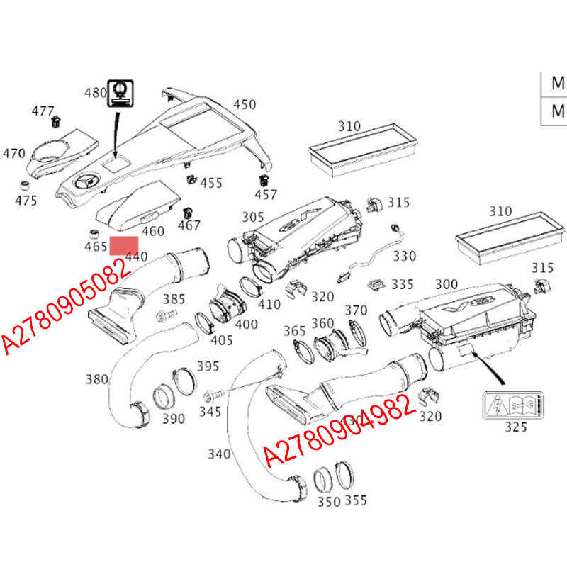 2780905082 2780904982 Air Inlet Hose A2780905082 A2780904982 For Mercedes Benz