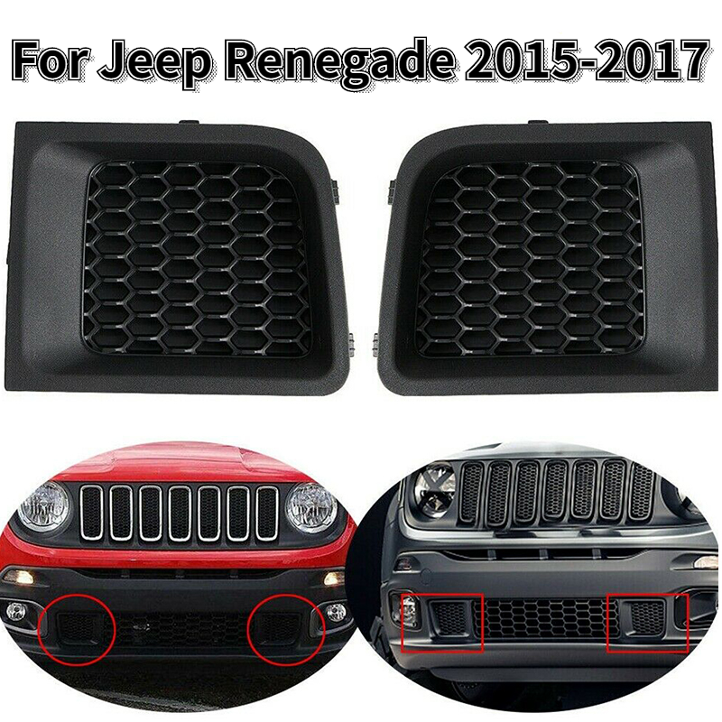 735618579L 735618580R 2PCS For Jeep Renegade 2015-2017 Car Front Bumper Lower Grille Grill Insert Bezel Cover Trim