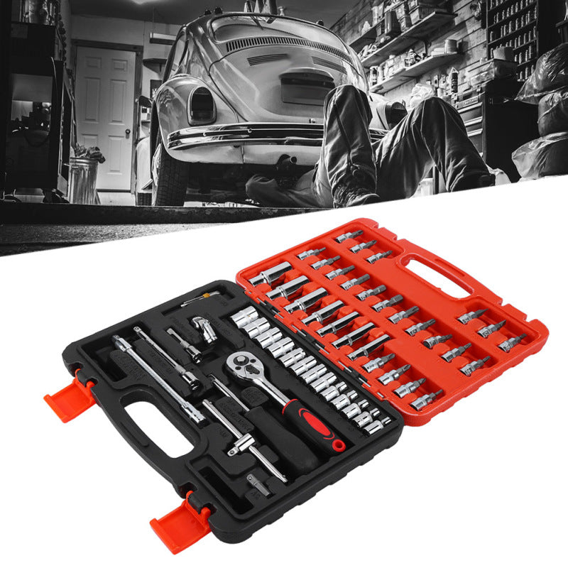 53 pièces Kit d'outils de réparation automatique Portable étui maison Garage outil de mécanique pour voitures motos vélos entretien