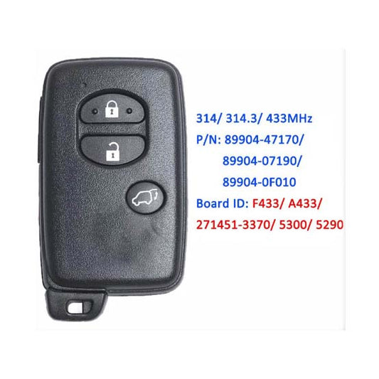 89904-0F010 89904-47380 89904-47381 89904-47382 Toyota Prius Verso 2010-2015 Smart Remote Key 433MHz