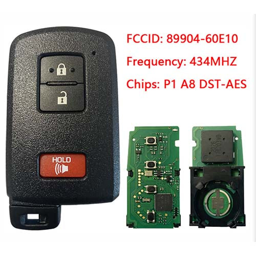 89904-60E10  8990460E10  3 Button Toyota Land Cruiser Smart Key BH1EK P1 A8 DST-AES Chip 433MHz Keyless Go