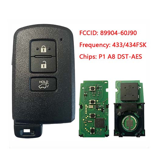 89904-60J90 8990460J90  Toyota Land Cruiser 3 Button Smart Key BH1EW P1 A8 DST-AES Chip 433MHz Keyless Go