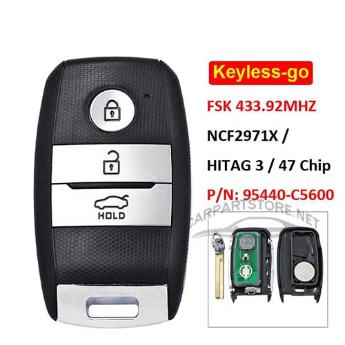 95440-C5600 95440C5600KIA Sorento Smart Remote Key 3 Buttons 433MHz ID47 Transponder