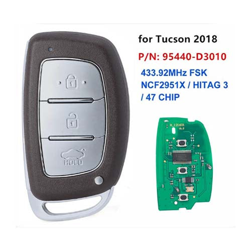 95440-D3010 95440D3010 Hyundai Tucson 2018 Smart Remote Key 3 Boutons 433MHz ID47 Transpondeur