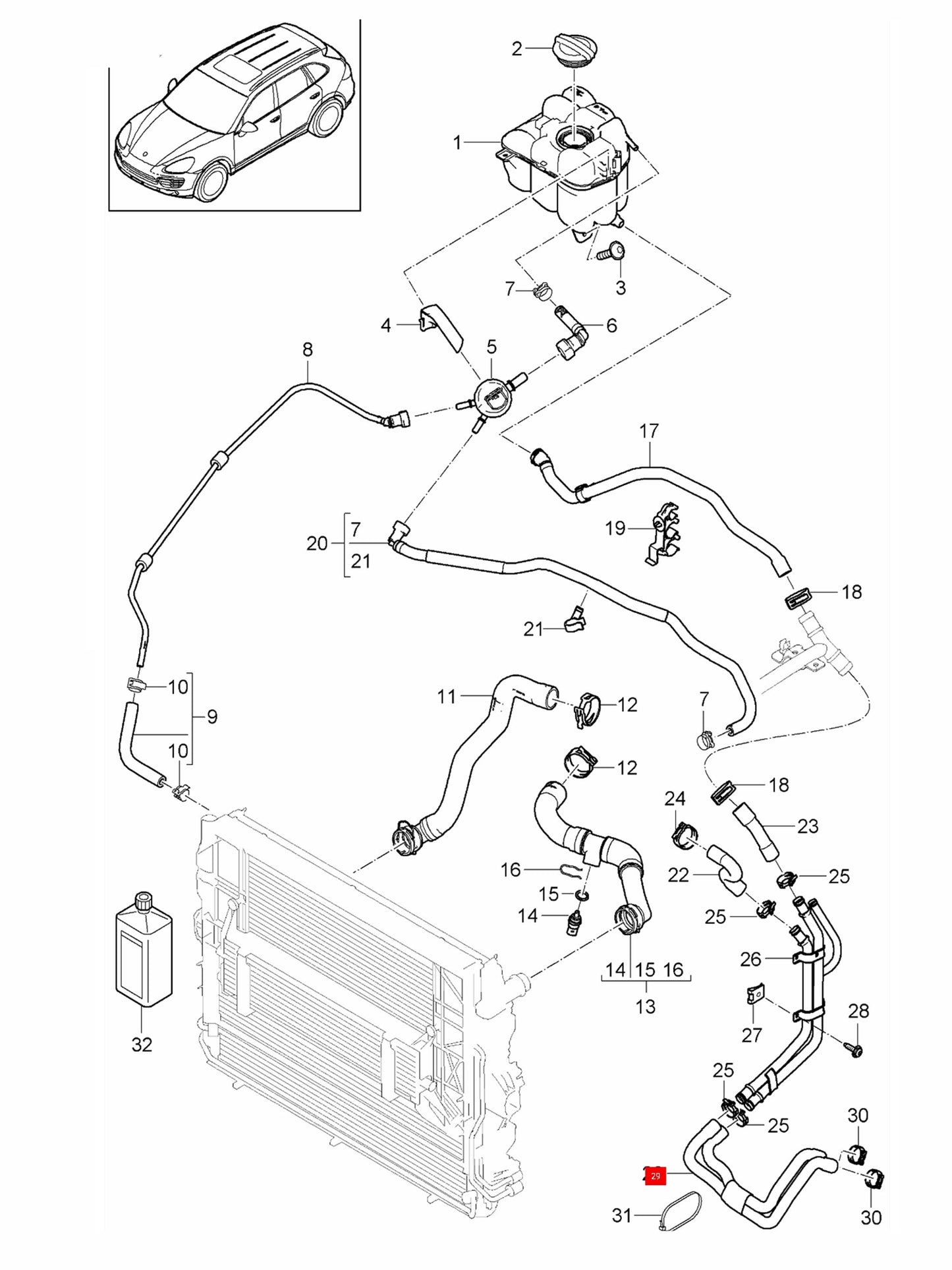 95810607300 Tube de tuyau de liquide de refroidissement moteur pour PORSCHE CAYENNE 92A 3.6L 4.8 TL 2011-2017 958 106 073 00