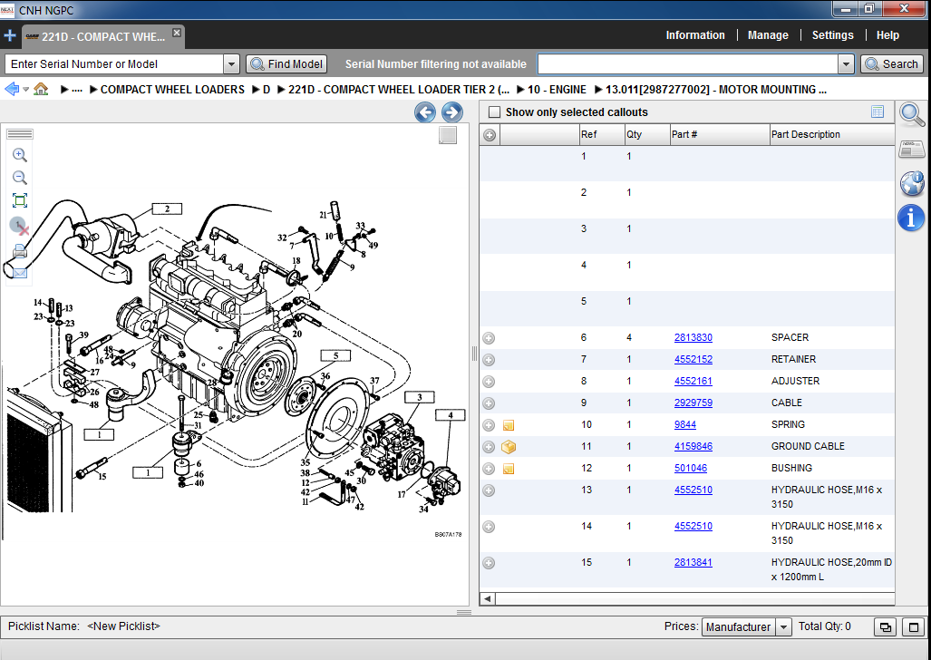 Catalogue de pièces CNH NGPC Case Construction Asia Pacific EPC 2021