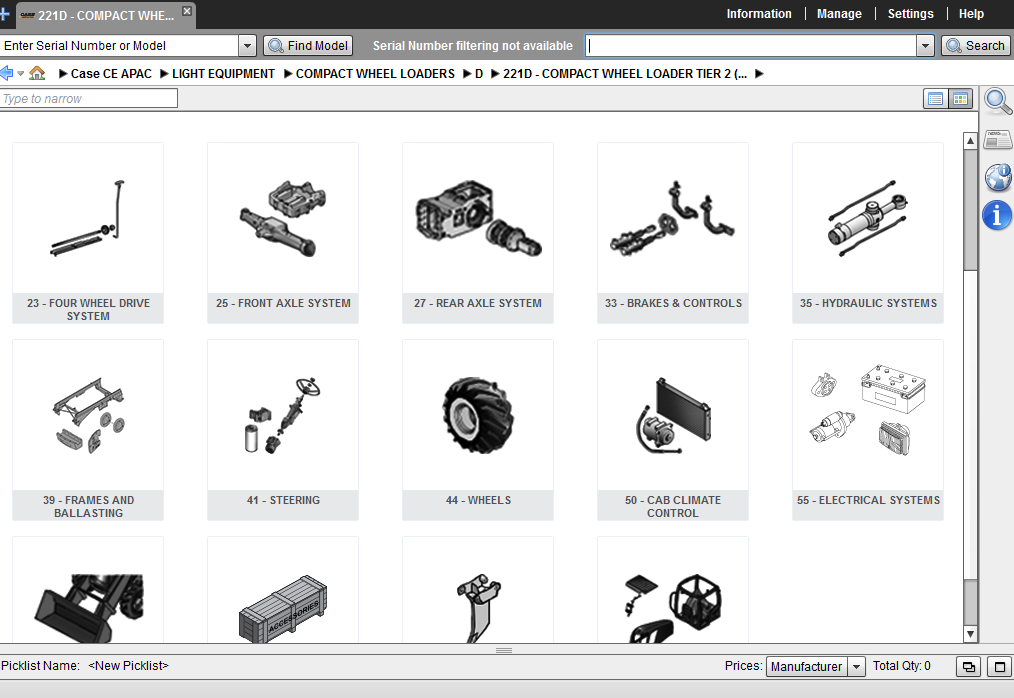 Catalogue de pièces CNH NGPC Case Construction Asia Pacific EPC 2021