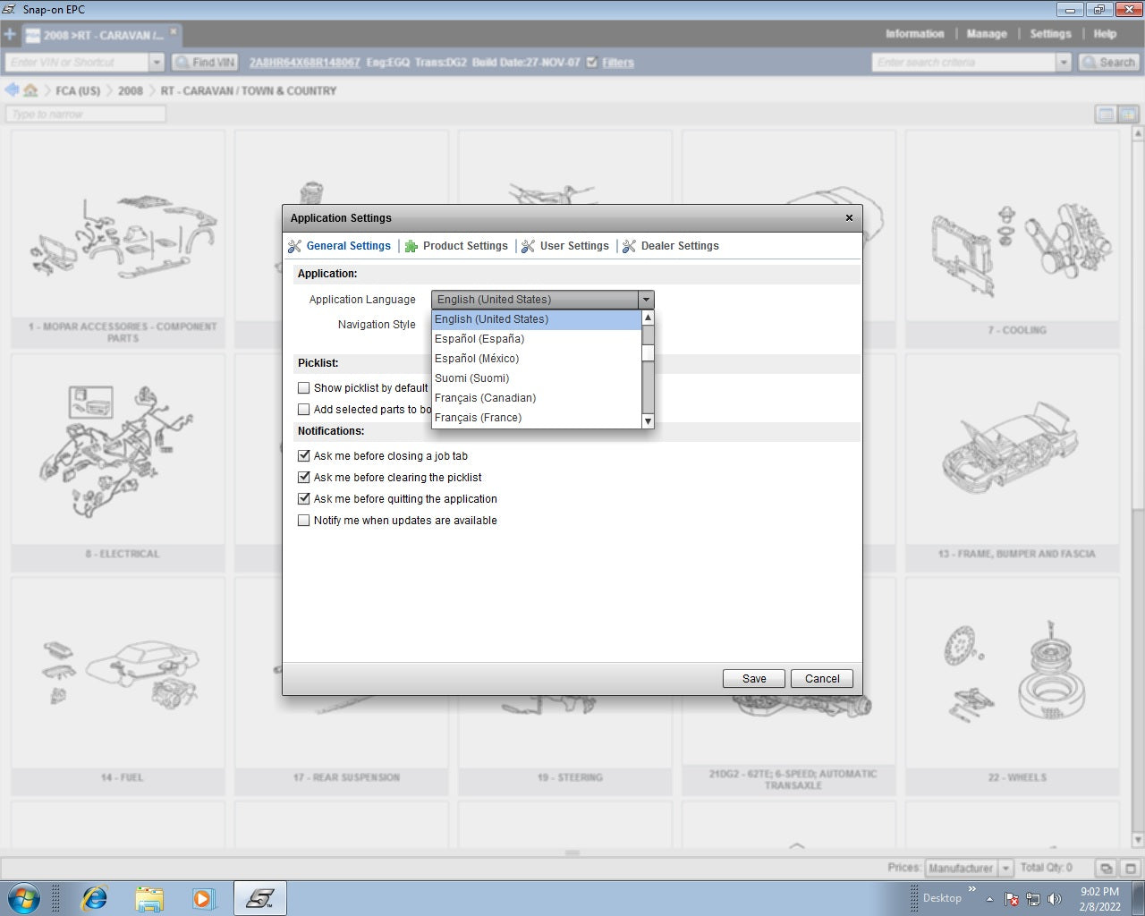 Chrysler Snap On EPC5 Parts catalog FCA  2022