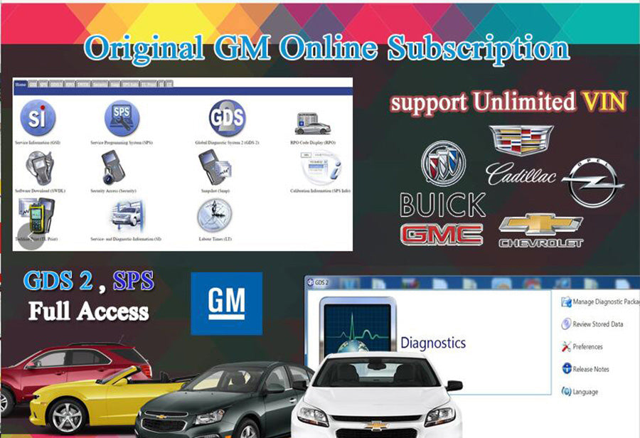 GM Online Subscription for One Year Work with GM MDI Tech2 VCMII Diagnostic Software