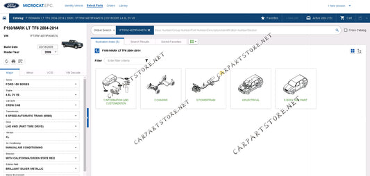 Catalogue de pièces Microcat Ford Amérique du Nord 2022 et catalogue de pièces en ligne epc 2022 