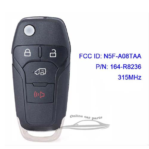 Clé à distance Ford Fusion Flip 3 + 1 bouton 315 MHz HU101 lame N5F-A08TAA