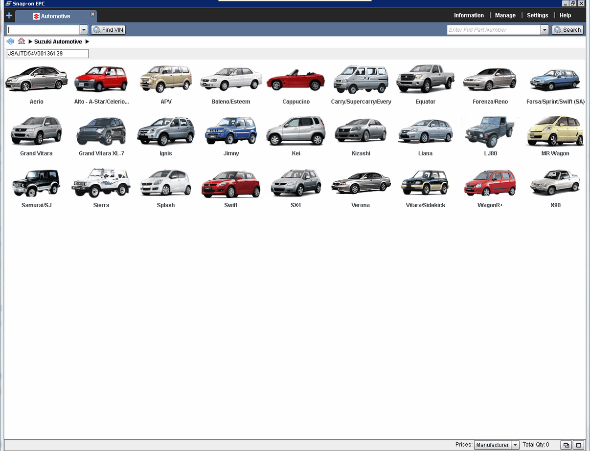 Suzuki Worldwide Snapon EPC 2024 Parts Catalog Online Car Parts