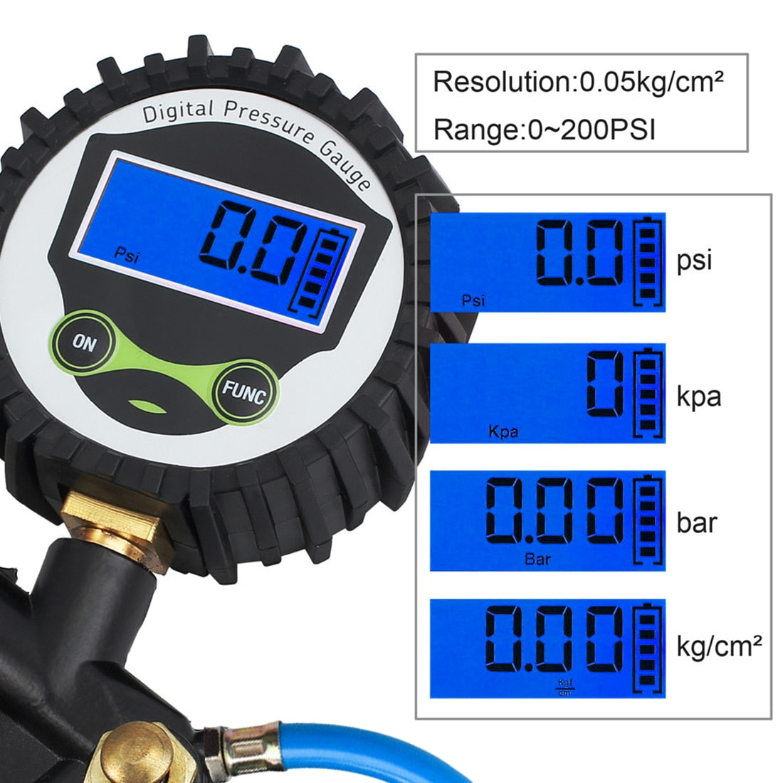 0-220 PSI 0-16Bar Tire Pressure Monitor Pressure Gauge Automobile Car Truck Air Tire Inflator with Gauge Dial Meter Tester