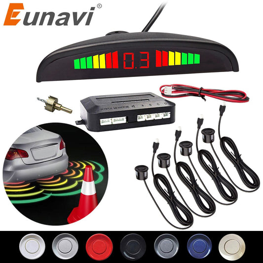 Eunavi 1 ensemble Auto Parktronic Led Kit de capteurs de stationnement 4 6 8 capteurs pour toutes les voitures assistance inverse système de surveillance Radar de secours
