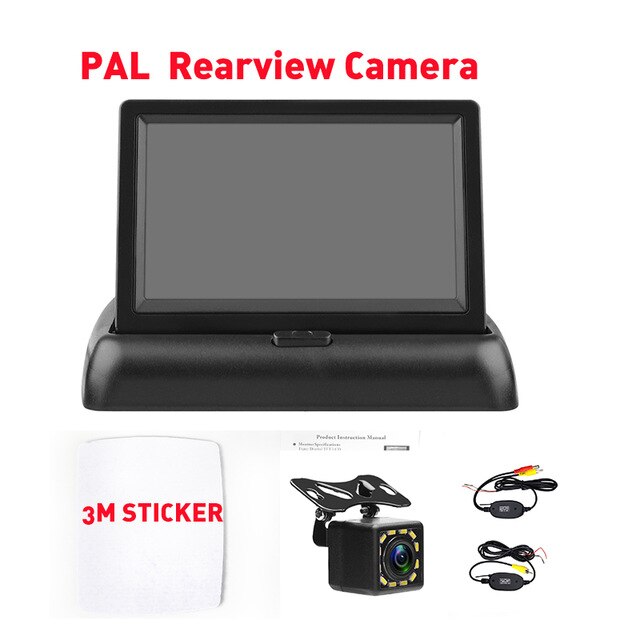 4.3 ''HD pliable voiture vue arrière moniteur inversion LCD TFT affichage Vision nocturne sauvegarde caméra de recul PAIL/NTSC pour véhicule